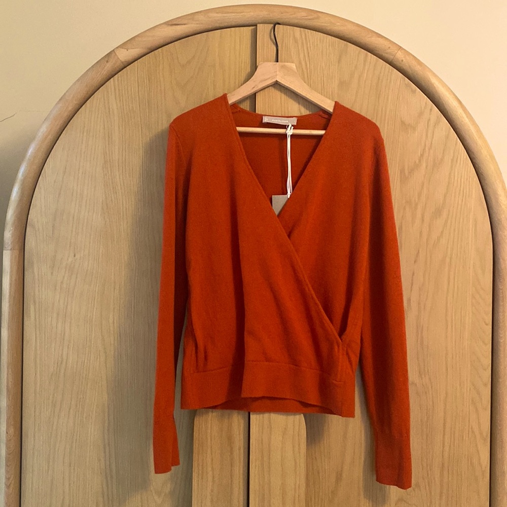 NWT Everlane Cashmere Wrap Sweater, Orange size small